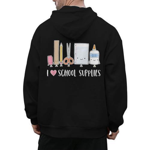 I Love School Supplies Teacher Shirt Men's Hoodie Back Print - teacherstshirts.com