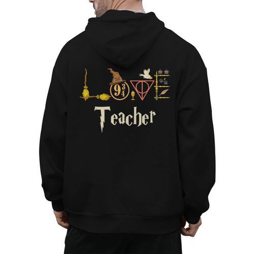 Love Teacher Wizards Back To School Halloween Men's Hoodie Back Print - teacherstshirts.com