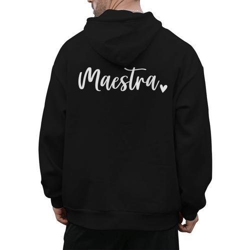 Maestra Cute Bilingual Spanish Teacher Men's Hoodie Back Print - teacherstshirts.com CA