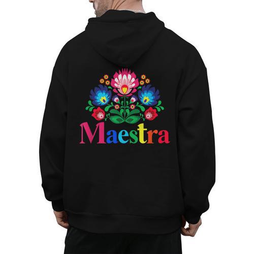 Maestra Proud Spanish Teacher Bilingual Teacher Latina Men's Hoodie Back Print - teacherstshirts.com UK