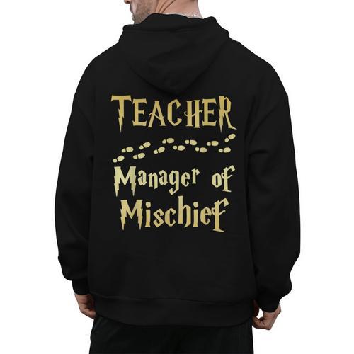 Magical Teacher Manager Of Mischief Birthday Family Party Men's Hoodie Back Print - teacherstshirts.com