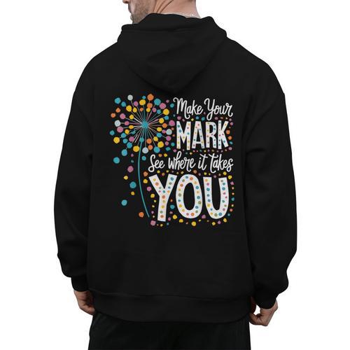 Make Your Mark Dandelion Happy Dot Day Shirts Teacher Kids Men's Hoodie Back Print - teacherstshirts.com UK