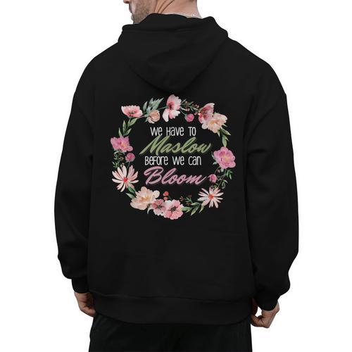 Maslow Before Blooms SPED Teacher School Psychologist Retro Men Women Men's Hoodie Back Print - teacherstshirts.com AU