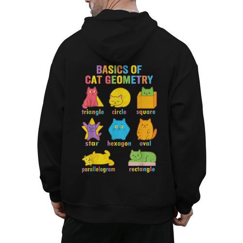 Math Cat Geometry Back To School Mathematics Teacher Men's Hoodie Back Print - teacherstshirts.com
