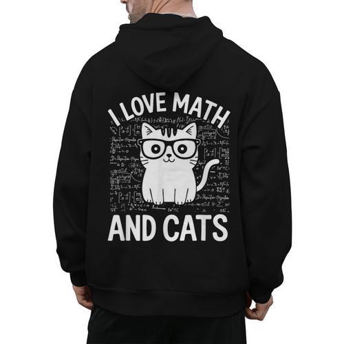 Math And Cats Apparel For Teachers Students Cat Lovers Men's Hoodie Back Print - teacherstshirts.com DE
