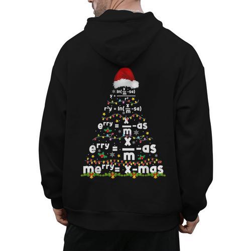 Math Equation Merry Xmas Season Teacher Christmas Tree Men's Hoodie Back Print - teacherstshirts.com DE
