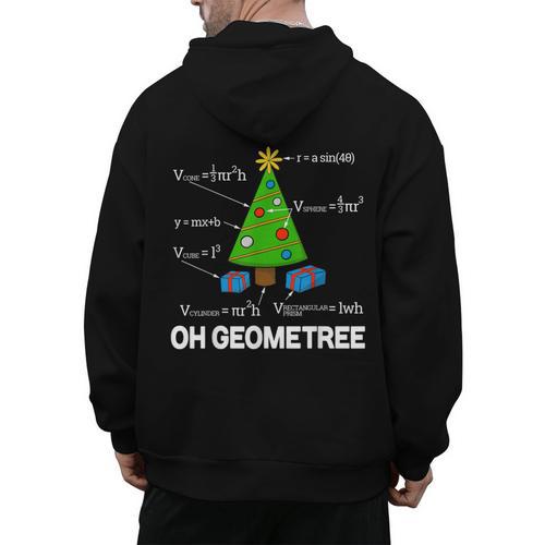 Math Geometry Christmas Tree Geometree Teacher Men's Hoodie Back Print - teacherstshirts.com AU