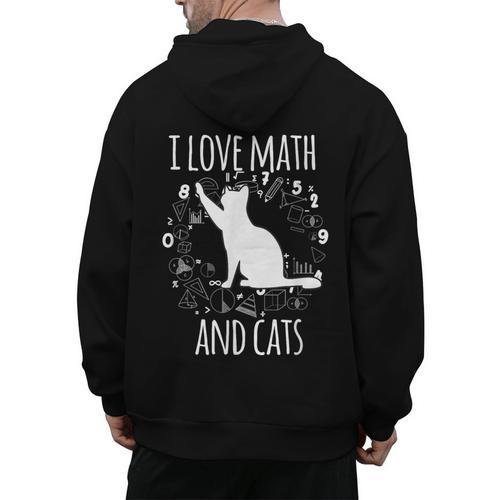 Math Nerd Math Teacher Cat Lover I Love Math And Cats Men's Hoodie Back Print - teacherstshirts.com