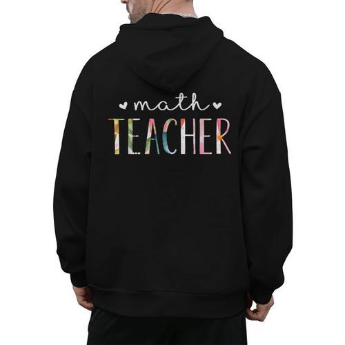 Math Teacher Cute Floral Men's Hoodie Back Print - teacherstshirts.com