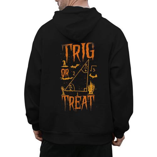 Math Teacher Nerd Student Halloween Trig Or Treat Men's Hoodie Back Print - teacherstshirts.com AU