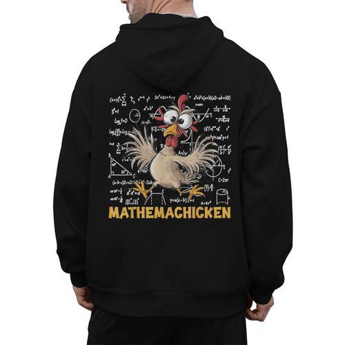Mathemachicken Chicken Math Teacher Back To School Men's Hoodie Back Print - teacherstshirts.com