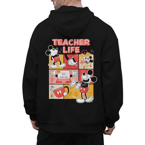 Mickey Mouse Teacher Life Men's Hoodie Back Print - teacherstshirts.com