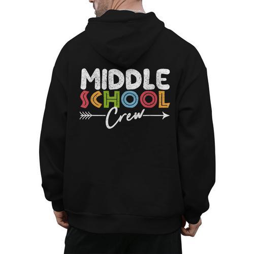 Middle School Crew Retro Teacher Student Vintage Men's Hoodie Back Print - teacherstshirts.com AU