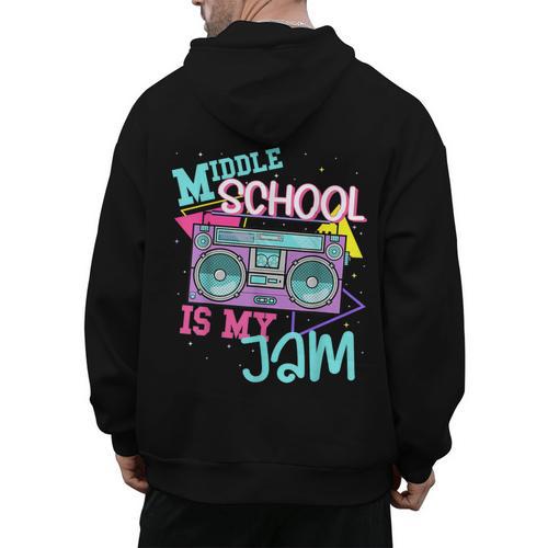 Middle School Is My Jam Cute Teacher Shirt 80's 90's Styl Men's Hoodie Back Print - teacherstshirts.com