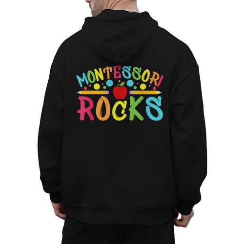 Montessori Rocks Montessori Teacher Back To School Men's Hoodie Back Print - teacherstshirts.com DE