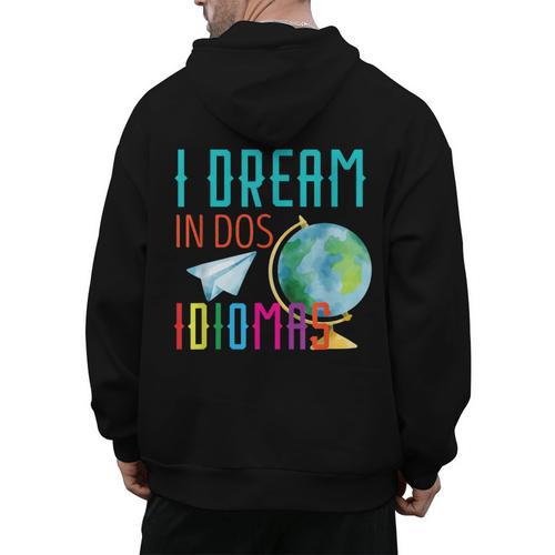 Multilingual Teacher In Dos Idiomas Linguist Language Men's Hoodie Back Print - teacherstshirts.com AU