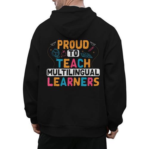 Multilingual Teacher Linguist Language ESL Teaching Men's Hoodie Back Print - teacherstshirts.com AU