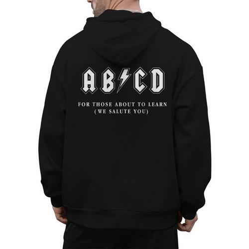 Music Teacher AB CD For Those About To Learn Rock Men's Hoodie Back Print - teacherstshirts.com