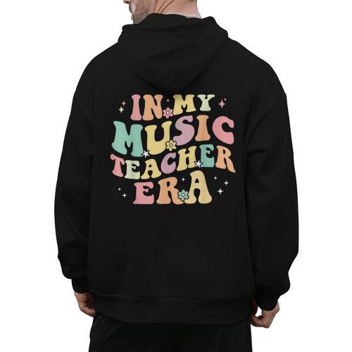 In My Music Teacher Era Retro Back To School Musician Band Men Women Men's Hoodie Back Print - teacherstshirts.com