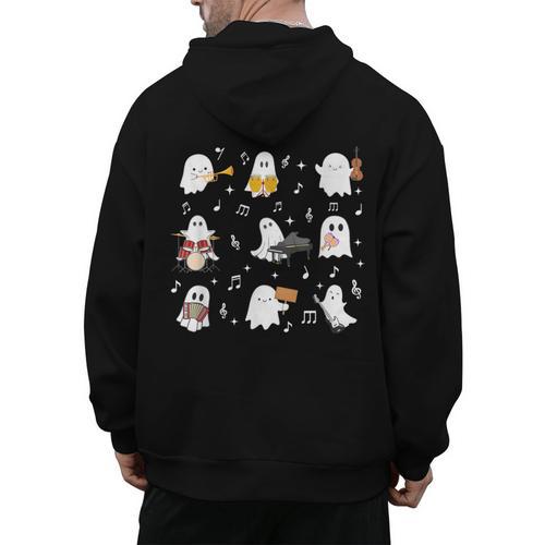 Music Teacher Halloween Music Teacher Education Men's Hoodie Back Print - teacherstshirts.com AU