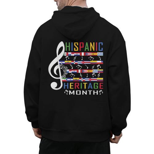 Music Teacher Kid National Hispanic Heritage Month Men's Hoodie Back Print - teacherstshirts.com UK