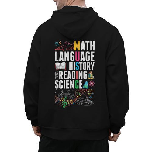 Music Teacher Music Math Language History Reading Science Men's Hoodie Back Print - teacherstshirts.com