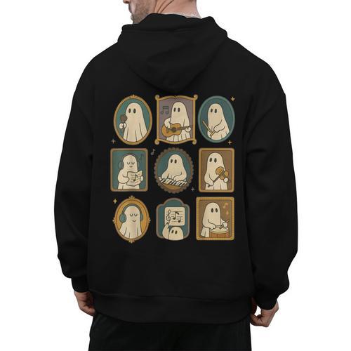 Music Teacher Orchestra Spooky Halloween Ghost Band Men's Hoodie Back Print - teacherstshirts.com DE