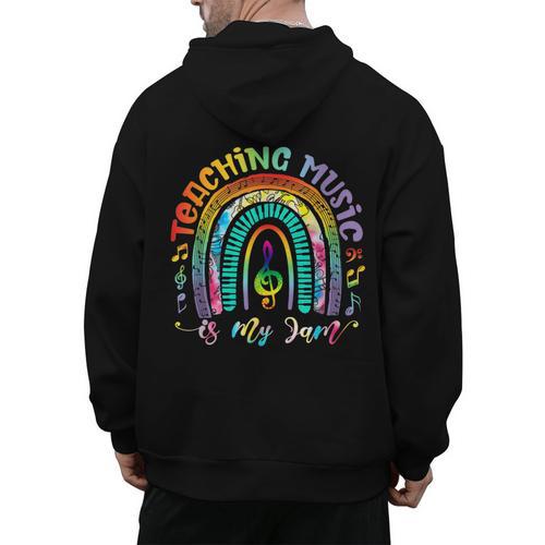 Musical Teacher Teaching Music Is My Jam Rainbow Tie Dye Men's Hoodie Back Print - teacherstshirts.com CA