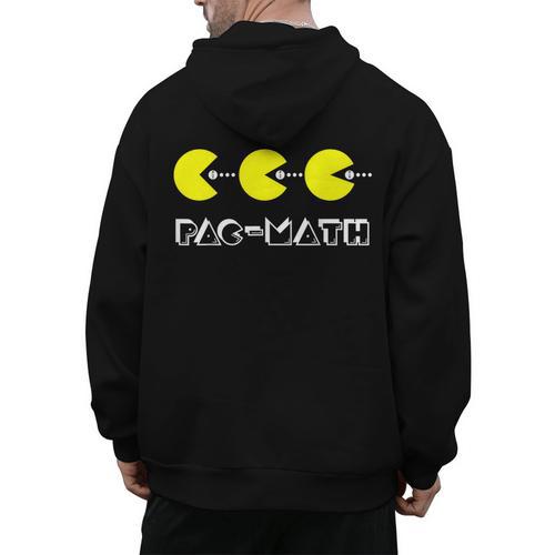 Nerdy Pac-Math Nom Retro Game Precalculus Math Teacher Men's Hoodie Back Print - teacherstshirts.com