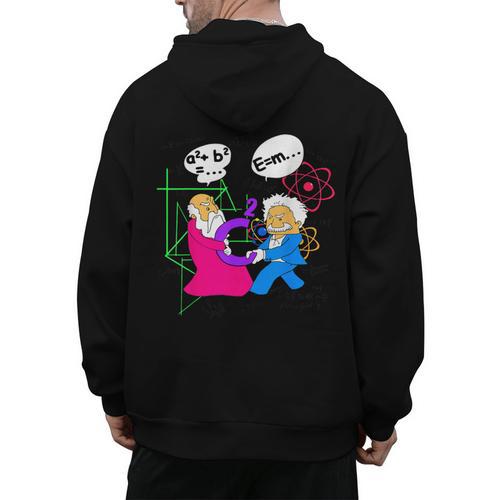 Nerdy Pythagoras Fighting Over C Squared Math Teacher Men's Hoodie Back Print - teacherstshirts.com AU
