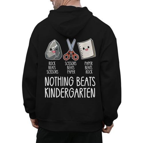 Nothing Beats Kindergarten Back To School Kid Teacher Men's Hoodie Back Print - teacherstshirts.com AU