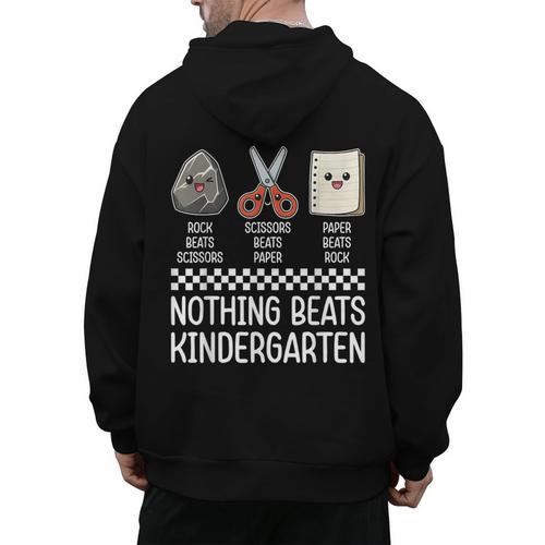 Nothing Beats Kindergarten Back To School Kids Teacher Men's Hoodie Back Print - teacherstshirts.com CA