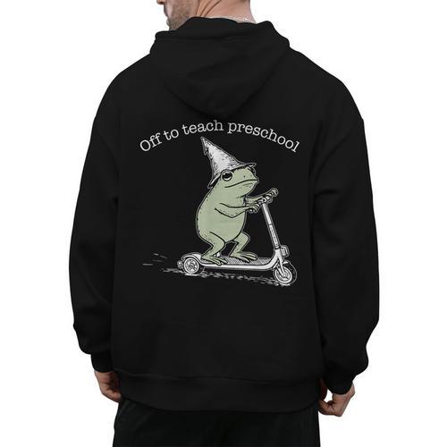 Off To Teach Preschool Pre-K Teacher Back To School Frog Men's Hoodie Back Print - teacherstshirts.com AU