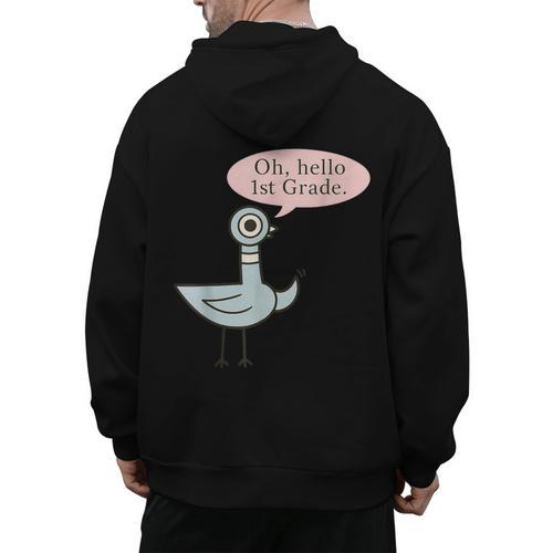 Oh Hello First Graders Cute Pigeon 1st Grade Teacher Men's Hoodie Back Print - teacherstshirts.com AU