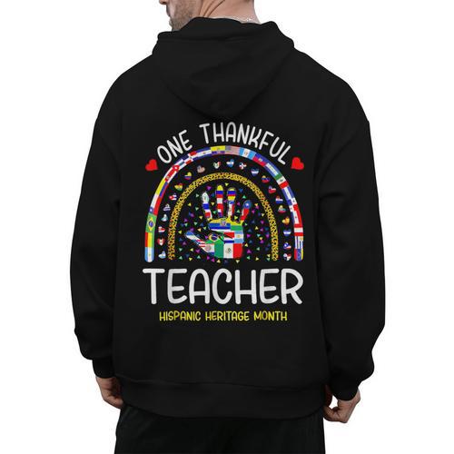 One Thankful Teacher Hispanic Heritage Month Countries Flags Men's Hoodie Back Print - teacherstshirts.com AU
