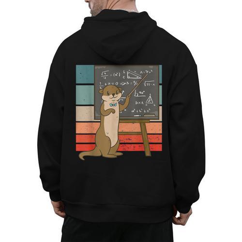 Otter Professor Teacher Teaching Maths Mathematics Men's Hoodie Back Print - teacherstshirts.com