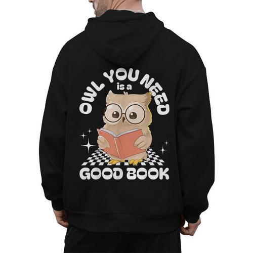 Owl You Need Is A Good Book Teacher Librarian Reading Men's Hoodie Back Print - teacherstshirts.com DE