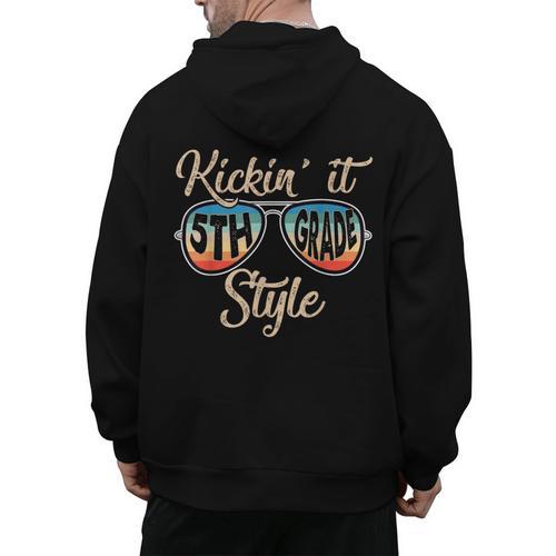 P41l Retro Kickin It 5th Grade Style Teacher Back To School For Men Women Girls Kids Men's Hoodie Back Print - teacherstshirts.com