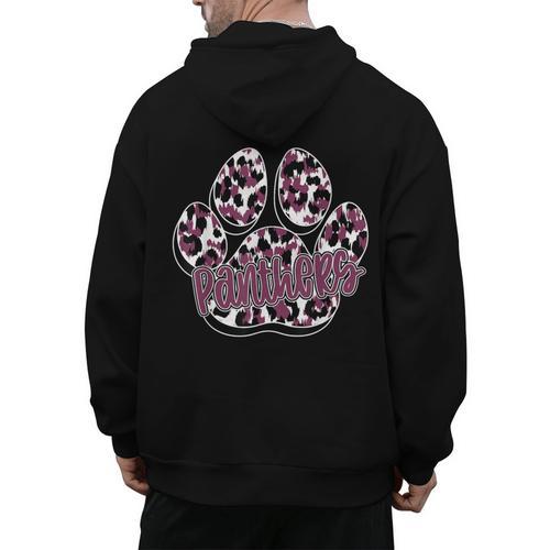 Panthers Paw Print Leopard Maroon Panther Pride Teacher Men's Hoodie Back Print - teacherstshirts.com