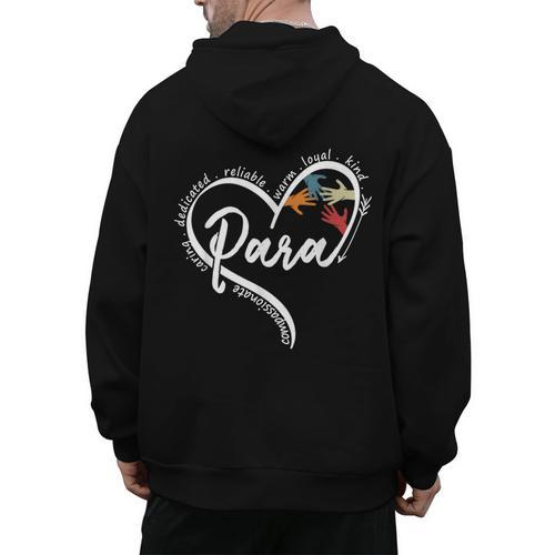 Para Heart Paraprofessional Teacher Paraeducator Men's Hoodie Back Print - teacherstshirts.com