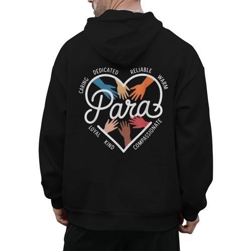Para Heart Paraprofessional Teacher Paraeducator Men's Hoodie Back Print - teacherstshirts.com