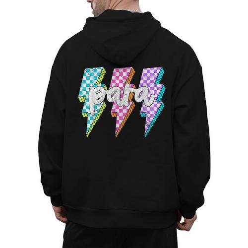Para Squad Paraprofessional Teacher Lightning Bolt Men's Hoodie Back Print - teacherstshirts.com UK