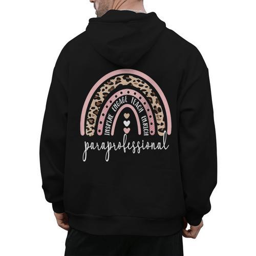 Paraprofessional Rainbow Para Teacher Parapro Men's Hoodie Back Print - teacherstshirts.com DE