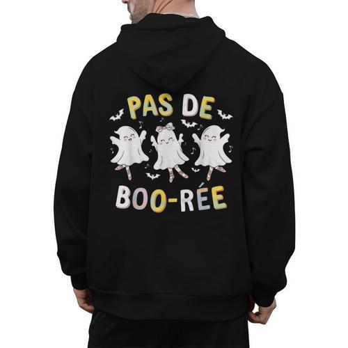 Pas De BOO-Rée Ghost Ballet Dancer Halloween Dance Teacher Men's Hoodie Back Print - teacherstshirts.com CA
