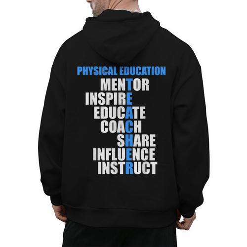 PE Physical Education Teacher For PE Teacher Men's Hoodie Back Print - teacherstshirts.com AU