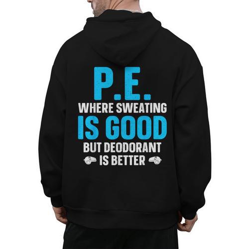 PE Teacher Art For Men Women Gym Teacher Appreciation Men's Hoodie Back Print - teacherstshirts.com UK