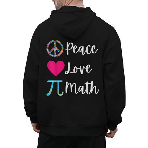 Peace Love Math Maths Teacher Pi Symbol Men Women Men's Hoodie Back Print - teacherstshirts.com