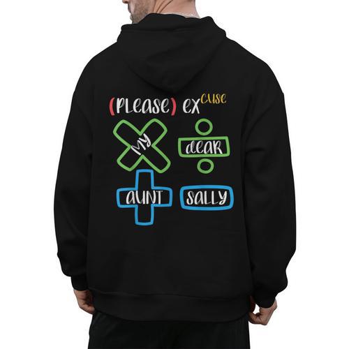 PEMDAS Please Excuse My Dear Aunt Sally Math Teacher Men's Hoodie Back Print - teacherstshirts.com