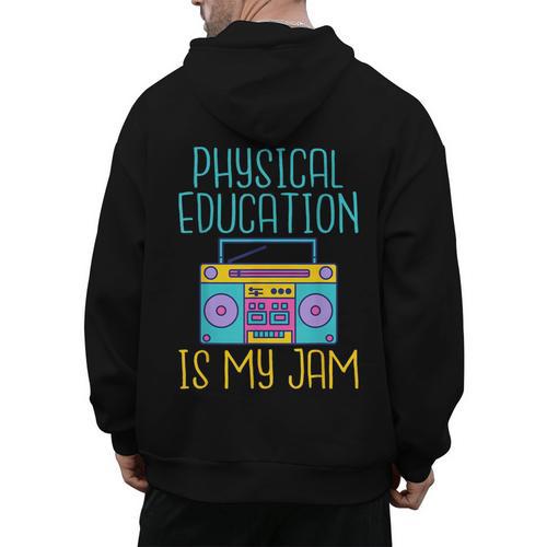 Physical Education Is My Jam PE Teacher Men's Hoodie Back Print - teacherstshirts.com UK