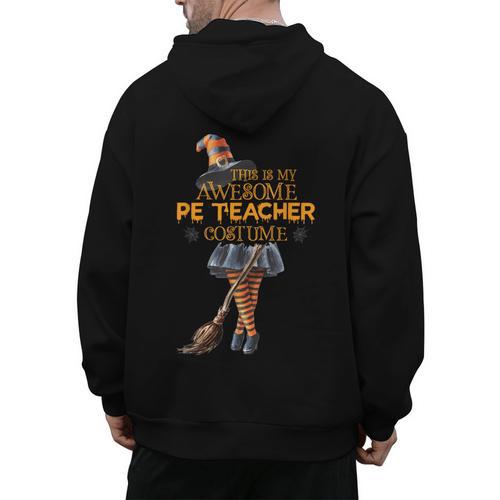 Physical Education Teacher Halloween Costume Witchy Teacher For Men Women Men's Hoodie Back Print - teacherstshirts.com AU